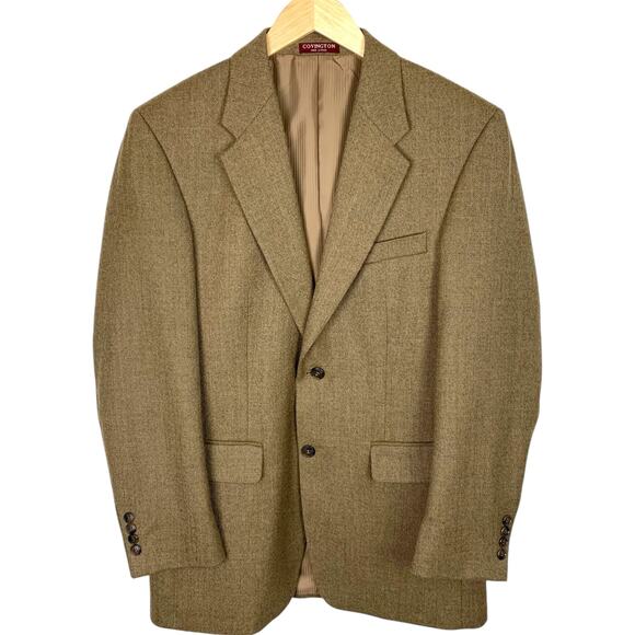 Covington Other - COVINGTON Men's 38 Reg 100% Wool Herringbone Tan Blazer Fully Lined